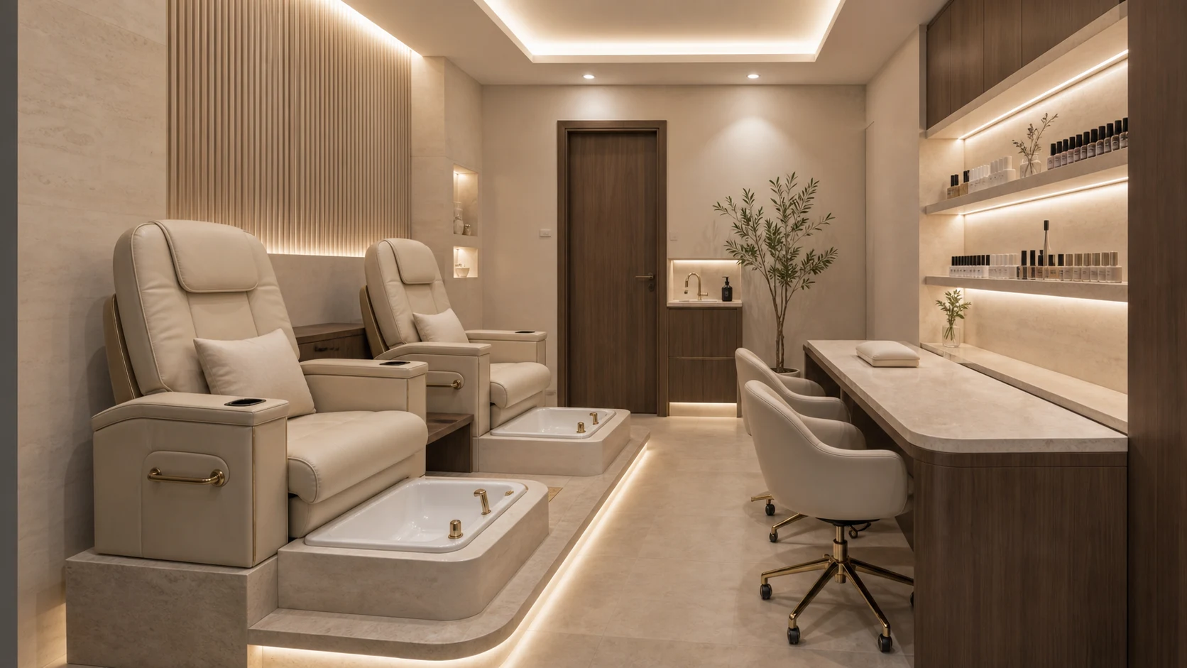Phòng Nail Nhà Phố Gỗ Óc Chó