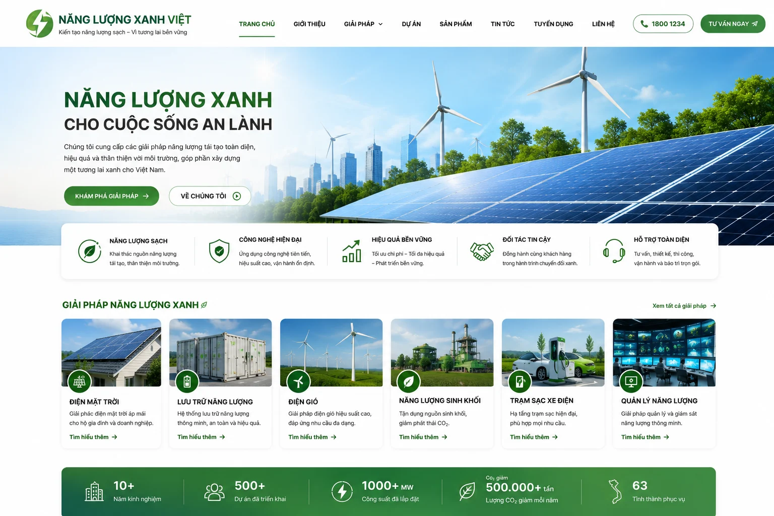 Ảnh xem trước Website Công Ty Năng Lượng Xanh Việt