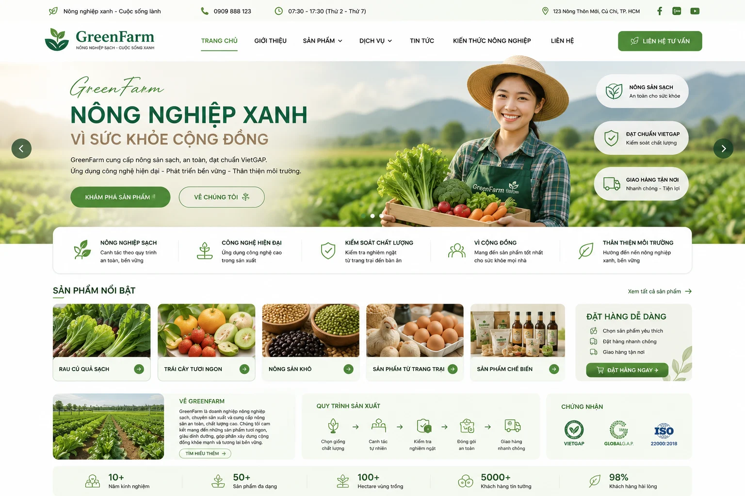 Ảnh xem trước Website Doanh Nghiệp Nông Nghiệp GreenFarm