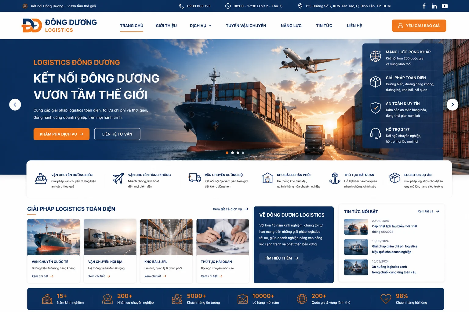 Ảnh xem trước Website Doanh Nghiệp Logistics Đông Dương