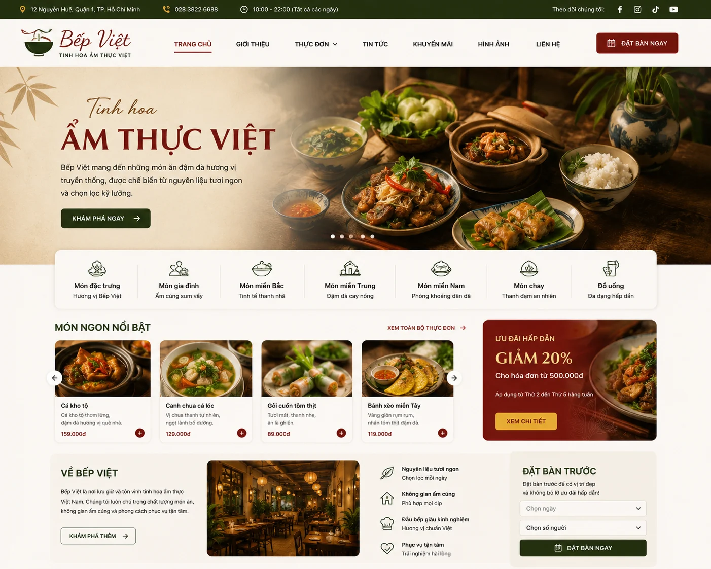 Ảnh xem trước Website Nhà Hàng Bếp Việt