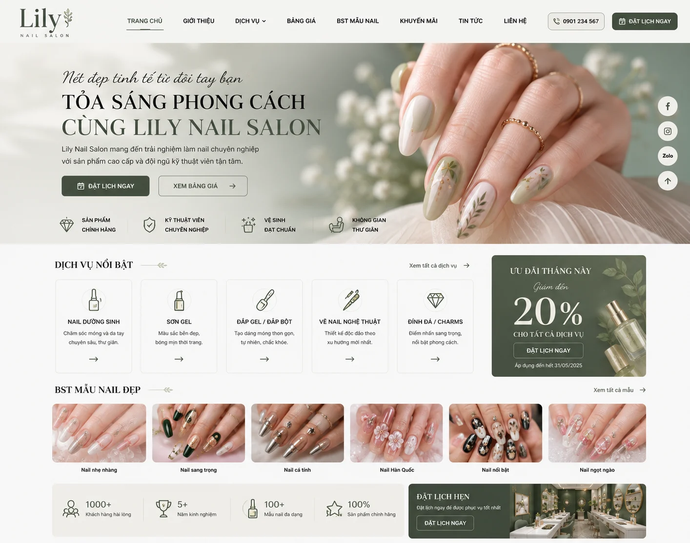 Ảnh xem trước Website Nail Salon Lily