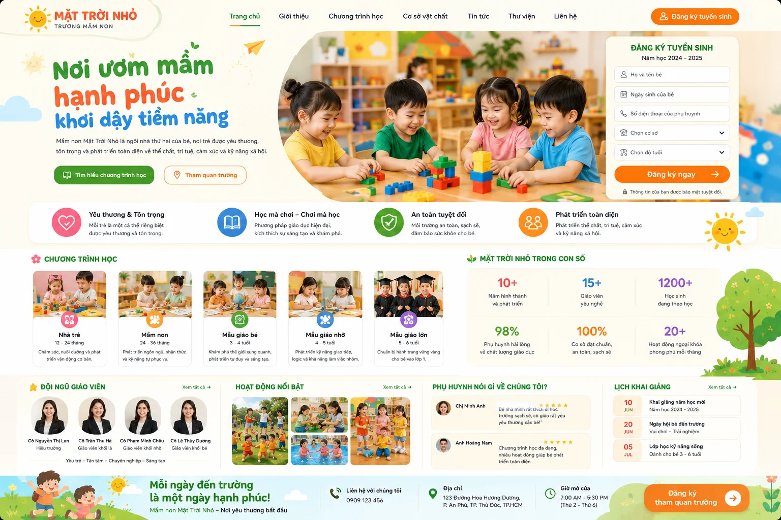 Ảnh xem trước Website Trường Mầm Non Mặt Trời Nhỏ