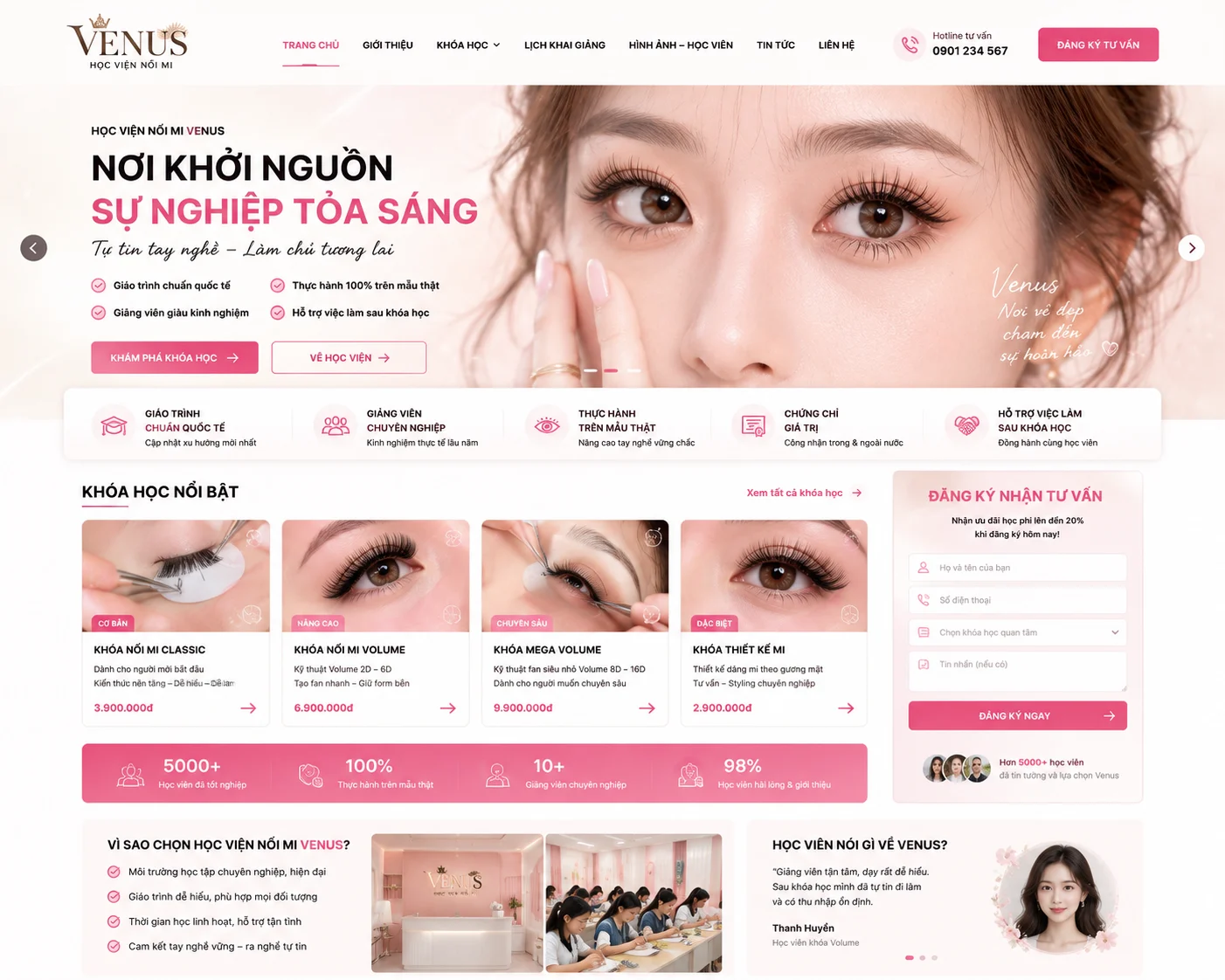 Ảnh xem trước Website Học Viện Nối Mi Venus