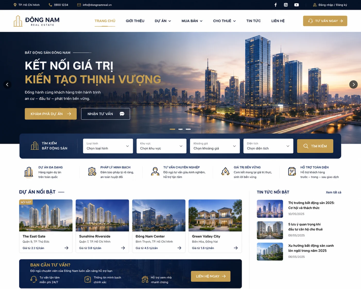 Ảnh xem trước Website Bất Động Sản Đông Nam