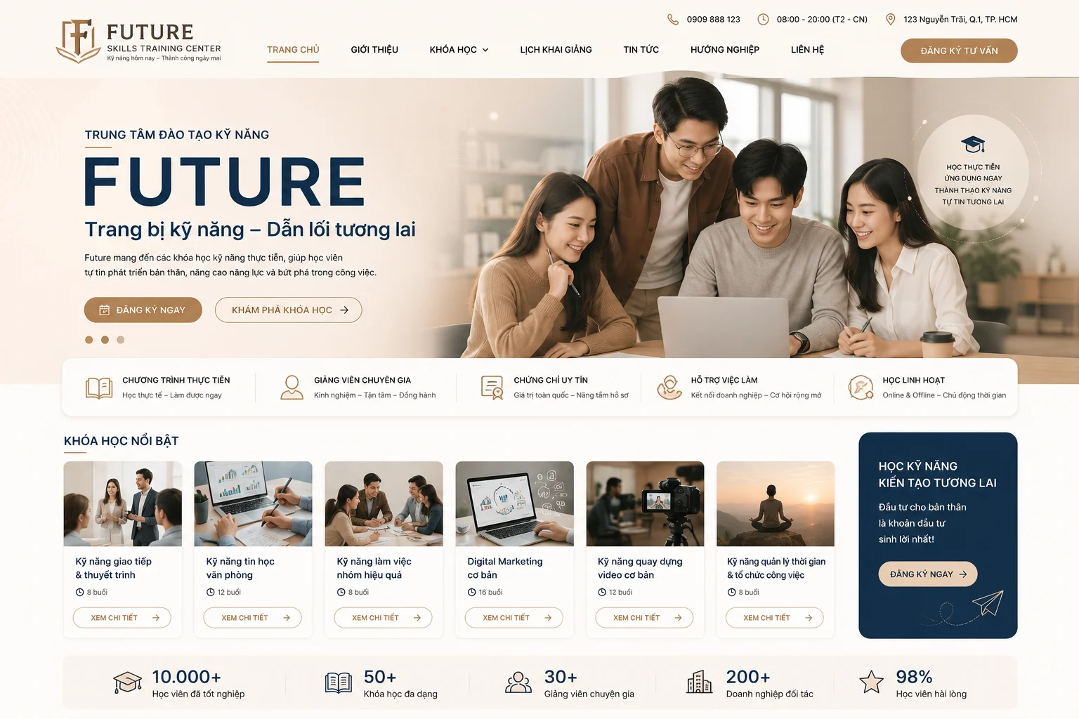 Ảnh xem trước Website Trung Tâm Đào Tạo Kỹ Năng Future