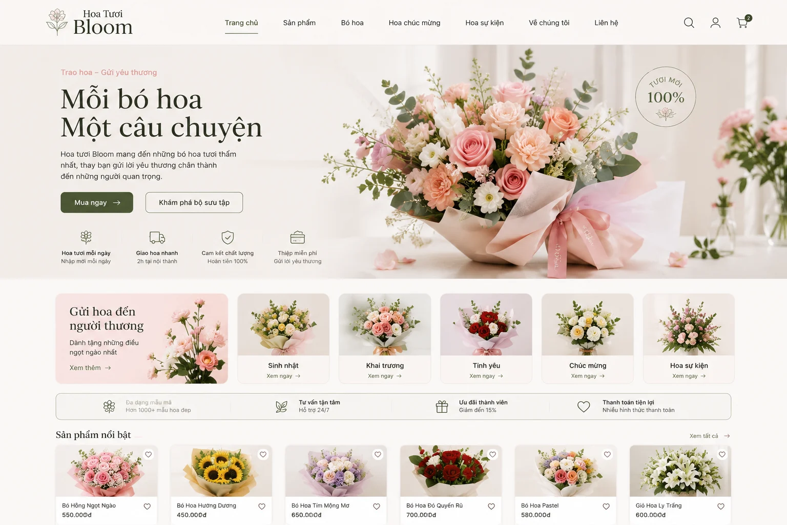Ảnh xem trước Website Hoa Tươi Bloom