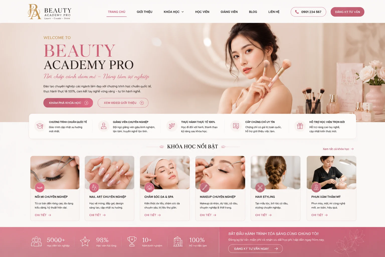 Ảnh xem trước Website Beauty Academy Pro