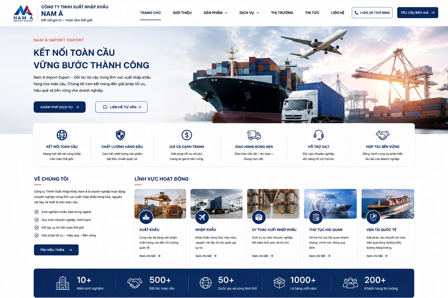 Ảnh xem trước Website Doanh Nghiệp Xuất Nhập Khẩu Nam Á